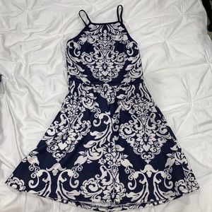 Patterned navy blue Dillard’s dress